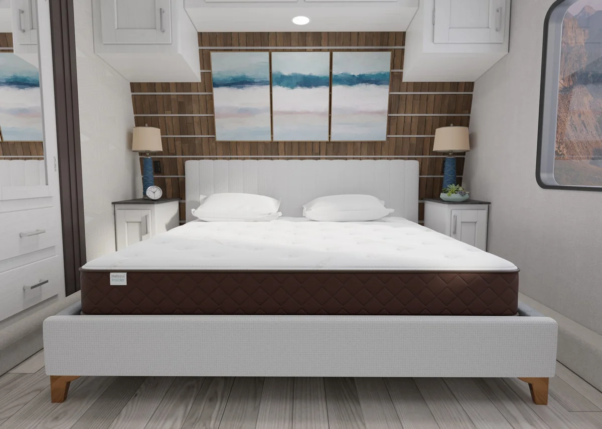 Park Meadow encased-coil RV mattress on a bed platform